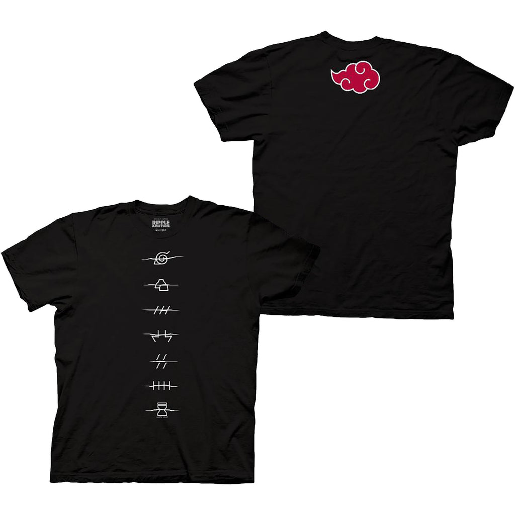Naruto Shippuden T-Shirt Akatsuki Red Cloud Front & Back Anime Officially Licensed
