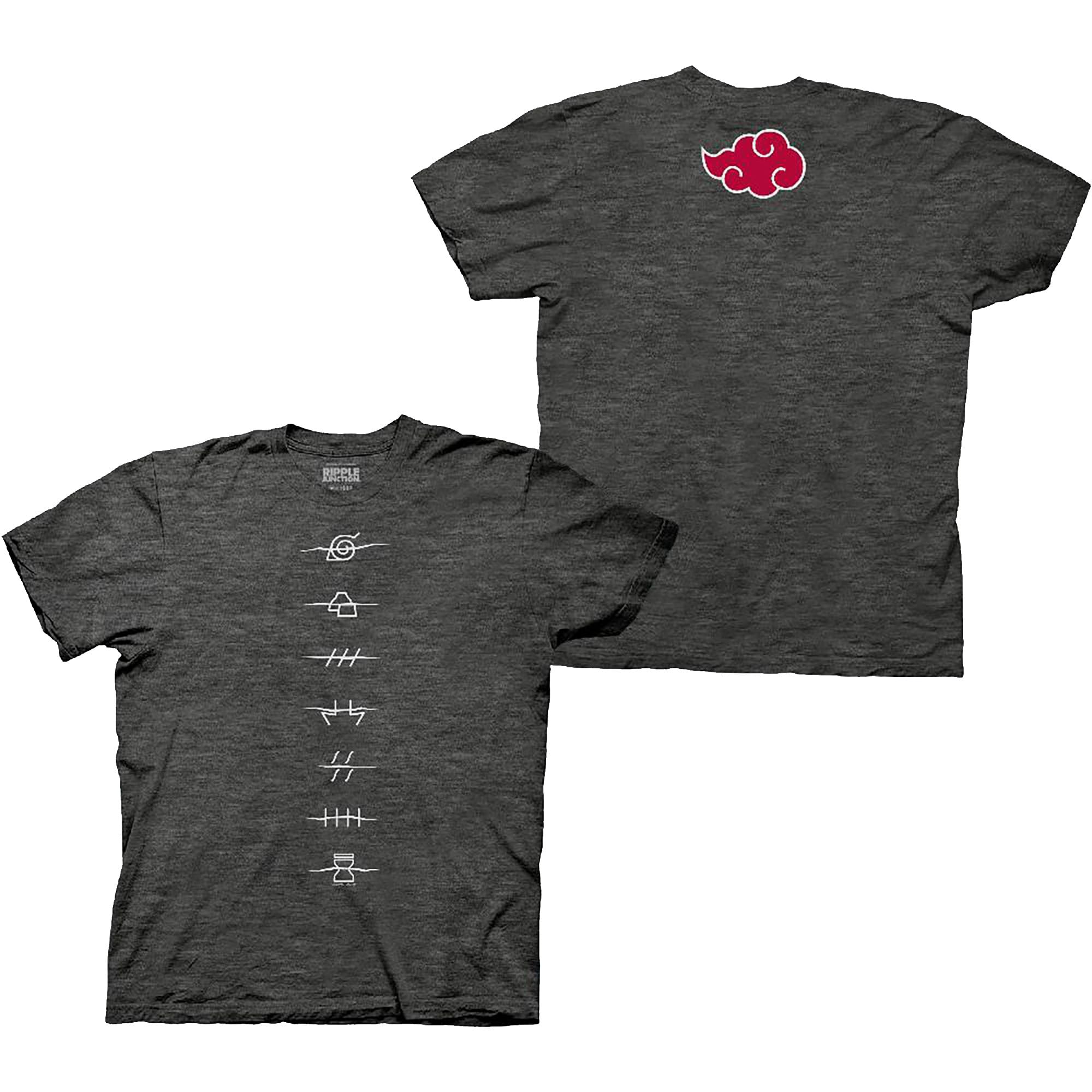 Naruto Shippuden T-Shirt Akatsuki Red Cloud Front & Back Anime Officially Licensed