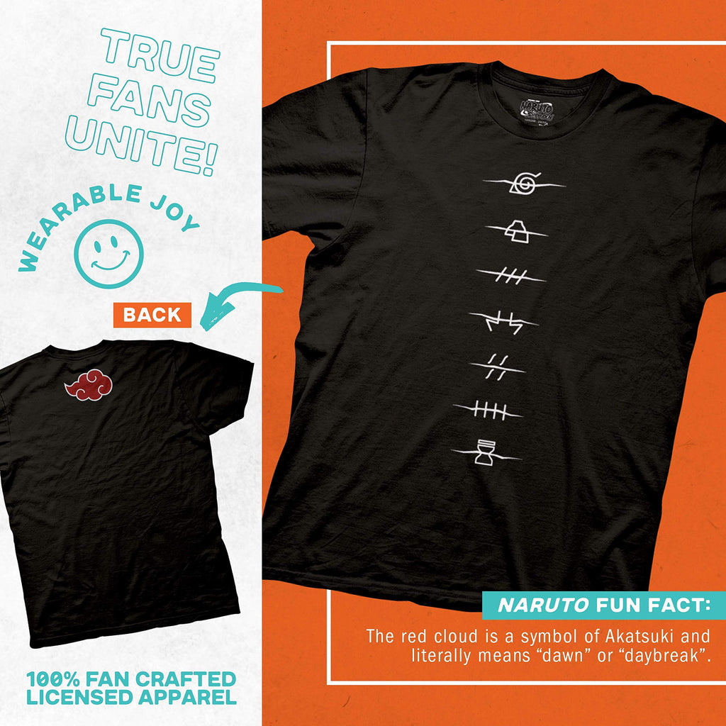 Naruto Shippuden T-Shirt Akatsuki Red Cloud Front & Back Anime Officially Licensed